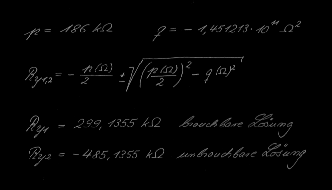 Lösung der quadratischen Gleichung