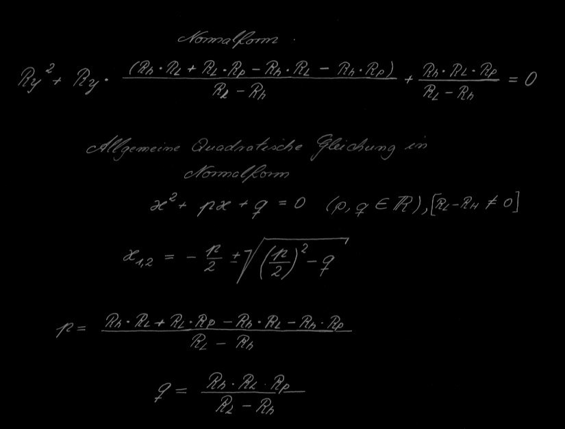 quadratische Gleichung in Normalform