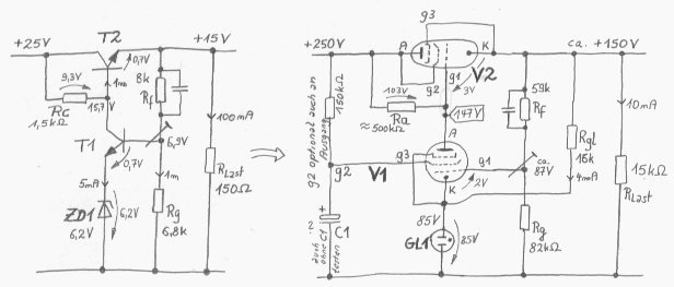 Vergleich Transistor- Röhrenschaltung